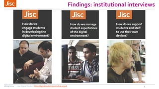 Findings: institutional interviews
826/03/2014 Jisc Digital Student http://digitalstudent.jiscinvolve.org.uk
 