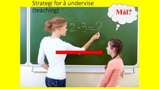 Strategi for å undervise
(teaching) Mål?
 