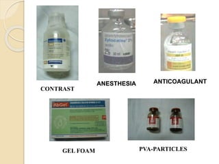 CONTRAST
ANESTHESIA ANTICOAGULANT
PVA-PARTICLESGEL FOAM
 
