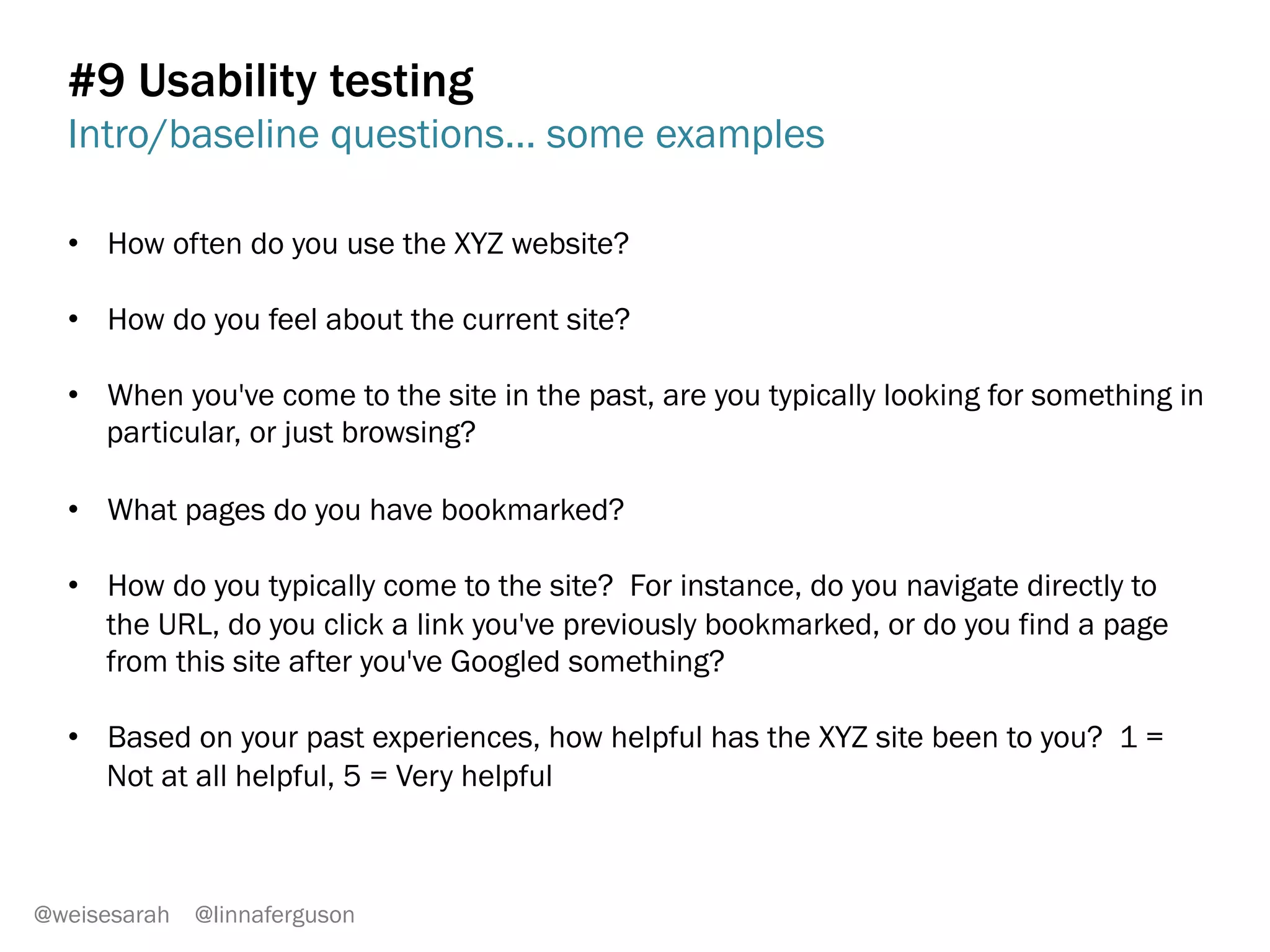 #7 User stories I am a YOUNG ENTREPRENEUR
I want to…. So that I can…
72
Spend my time growing my business
Get VC funding to expand internationally
Retire at 45
Save the world
Give workshops at Digital Summit
Meet a girl
Truly create a double bottom line company
Buy a jet
Bring on a managing partner
Leave a legacy to Georgetown University (Hoya Saxa
Round	
  2:	
  Fill	
  out	
  the	
  “So	
  that	
  I	
  
can…”	
  side	
  only.	
  Get	
  to	
  the	
  
boRom	
  of	
  what	
  does	
  this	
  person	
  
want	
  to	
  do.	
  	
  	
  
	
  
Then	
  swap	
  papers	
  and	
  ﬁll	
  out	
  the	
  
“I	
  want	
  to…”	
  secBon	
  for	
  
somebody	
  else’s	
  “So	
  that	
  I	
  can”	
  
lines.	
  
	
  
Did	
  you	
  get	
  more	
  creaBve	
  
features/services	
  oﬀered	
  as	
  
soluBons	
  (the	
  “I	
  want	
  to”	
  side)	
  in	
  
this	
  round	
  when	
  you	
  had	
  to	
  think	
  
of	
  a	
  soluBon	
  for	
  an	
  issue	
  instead	
  
of	
  thinking	
  about	
  the	
  soluBon	
  
ﬁrst,	
  then	
  jusBfying	
  it	
  with	
  why	
  
the	
  user	
  wants	
  it?	
  
 