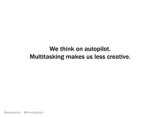 PRIX FIXE MENU
Data Gathering :: choose one
Usability testing
Create scenarios based on top tasks, craft post-test survey, and
conduct 6 hours worth of one-on-one usability testing*
Web survey
Create survey questions to solicit preference data and discover
more about target audiences*
Existing data trends
Evaluate existing data such as help desk tickets, web
analytics, and/or survey data
Focus group
Plan and lead 6 hours worth of focus group sessions*
Analysis :: choose one
Expert review
SME evaluation of select screens from a website or application
Visual evaluation
Analysis of branding strategy, colors, images, typography
Task analysis
Evaluate paths to streamline information architecture
Persuasion, emotion, trust evaluation
Evaluate how to more effectively move customers to take action
Stakeholder analysis
Based on a web survey, focus group, or existing data if available
Pattern analysis
Identify trends in existing data
Benchmark
Compare my site to my competitors’
* Recruiting/scheduling not included
Presented in 2010 by Sarah Weise / Linna Ferguson, User Experience Professionals Association (UXPA)
Now	
  this	
  is	
  not	
  the	
  ﬁrst	
  Bme	
  I’ve	
  asked	
  myself	
  this	
  quesBon.	
  In	
  
fact,	
  I’ve	
  spent	
  my	
  career	
  trying	
  to	
  make	
  UX	
  as	
  simple	
  and	
  
eﬀecBve	
  as	
  possible.	
  	
  
	
  
5	
  years	
  ago,	
  Linna	
  and	
  I	
  even	
  coined	
  the	
  term	
  “Express	
  
Usability”	
  at	
  a	
  UXPA	
  conference	
  in	
  Munich,	
  where	
  we	
  
convinced	
  a	
  whole	
  bunch	
  of	
  people	
  to	
  implement	
  UX	
  
strategies	
  in	
  just	
  1	
  week	
  with	
  a	
  ﬁxed	
  price	
  menu	
  approach,	
  an	
  
idea	
  that	
  came	
  to	
  us	
  aWer	
  drinking	
  heavily	
  at	
  a	
  ﬁxed	
  price	
  
restaurant.	
  
 