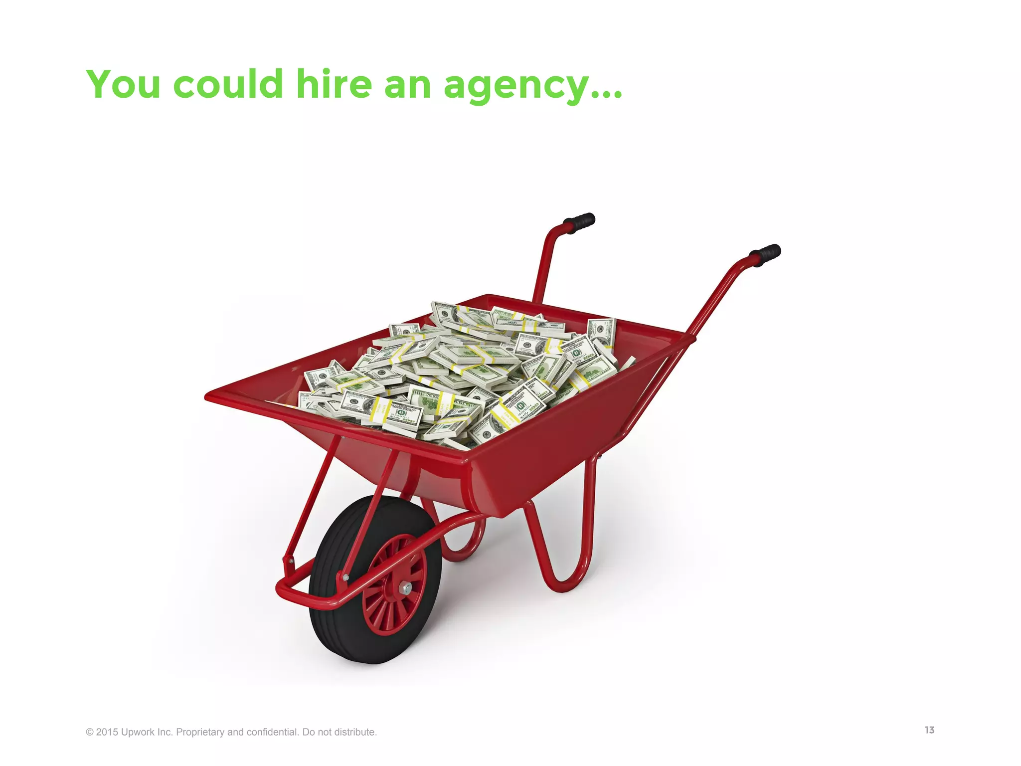 © 2016 Upwork Inc. Proprietary and confidential. Do not distribute. 1313© 2016 Upwork Inc. Proprietary and confidential. Do not distribute.
Job openings unfilled after three months
Build your own team...in 4+ months
 