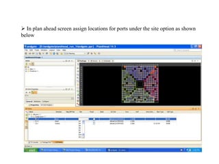  In plan ahead screen assign locations for ports under the site option as shown
below
 