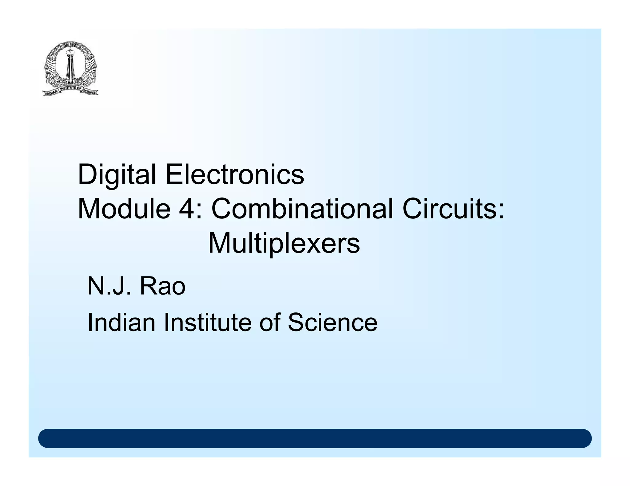 HL
VccVcc
FIG.3: Outputs of two LSTTL gates tied together
When the outputs of the open collector gates are tied together it becomes necessary
to connect a load resistance R from the output point to the supply. The value of this
load resistance should be carefully chosen to maintain the logic state within the TTL
limits under worst operating conditions. The most general interconnection situation
that can occur is shown in the figure 4.
OC
OC
OC
OC
H
H
H
H
RL
IIH
IIH
IIH
I OH
I OH
I OH
I OH
VCC
FIG.4: Connection of OC gates in parallel with all the outputs in the High state
It may be noted that when two OC gates are interconnected to perform wired-AND
operation they are capable of driving one to nine Unit Loads, and when an OC gate is
not paralleled with other gates then it can drive up to ten Unit Loads. The maximum
value of the load resistance R must be selected to ensure that sufficient load current
(to drive the output gates) output is High. Using the worst case values for the High
and Low states for designing the load resistor RL, will give a guaranteed dc noise
margin of 700 mV in the logic High state. Since 2.7 V should be present no more
than 2.3V can be dropped acrossRL. The current through R is composite of current
into the loads, m .IIH, and leakage current into output transistors which are biased
into off state, n.IOH . Both IOH and IIHare data sheet specifications; they are 250 µA
 