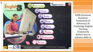 CEFR (Common
European
Framework of
Reference) &
Cambridge English
Teaching
Framework
defines how to
enhance skills in
English
 