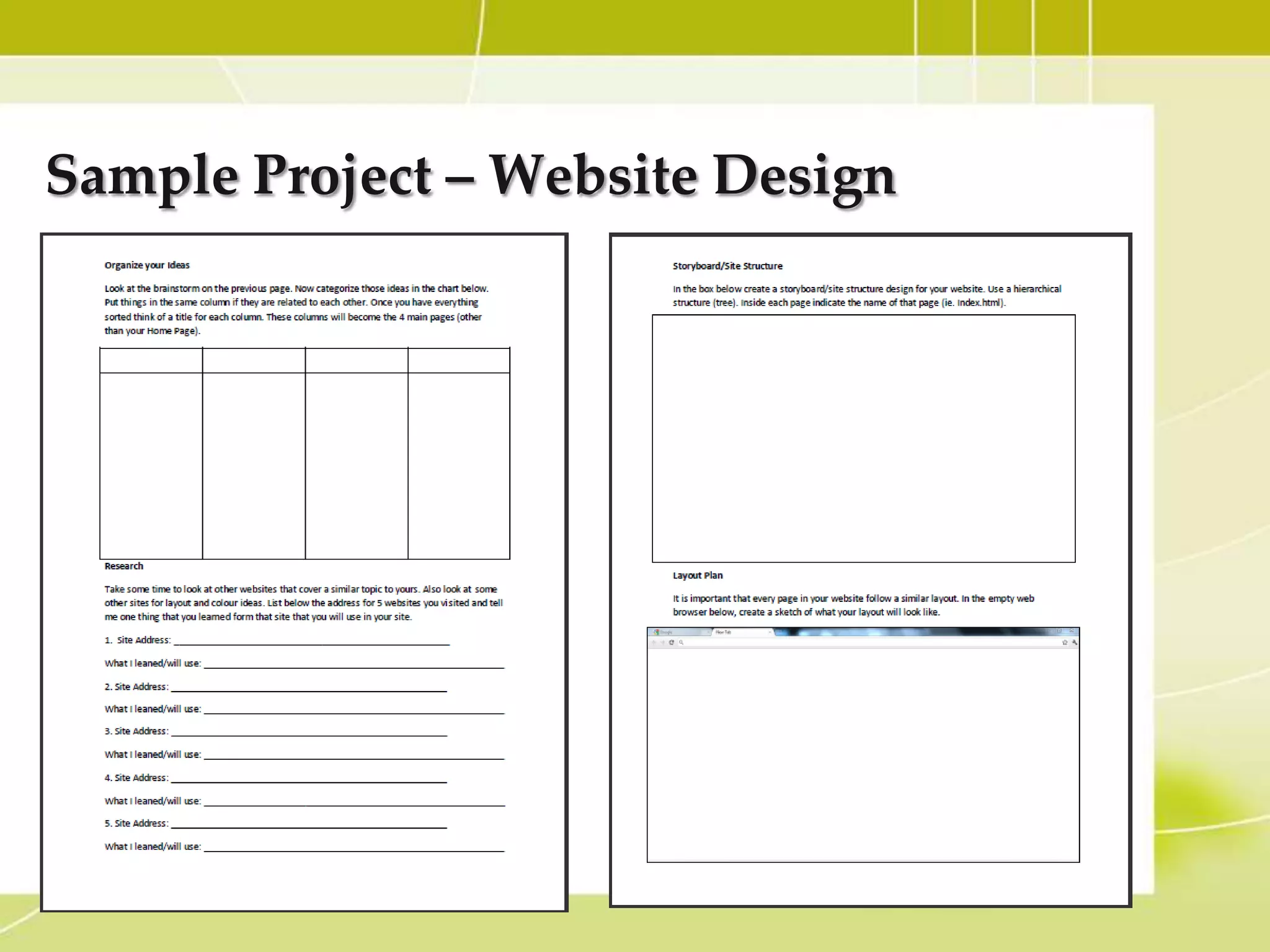 Sample Project – Website Design
 