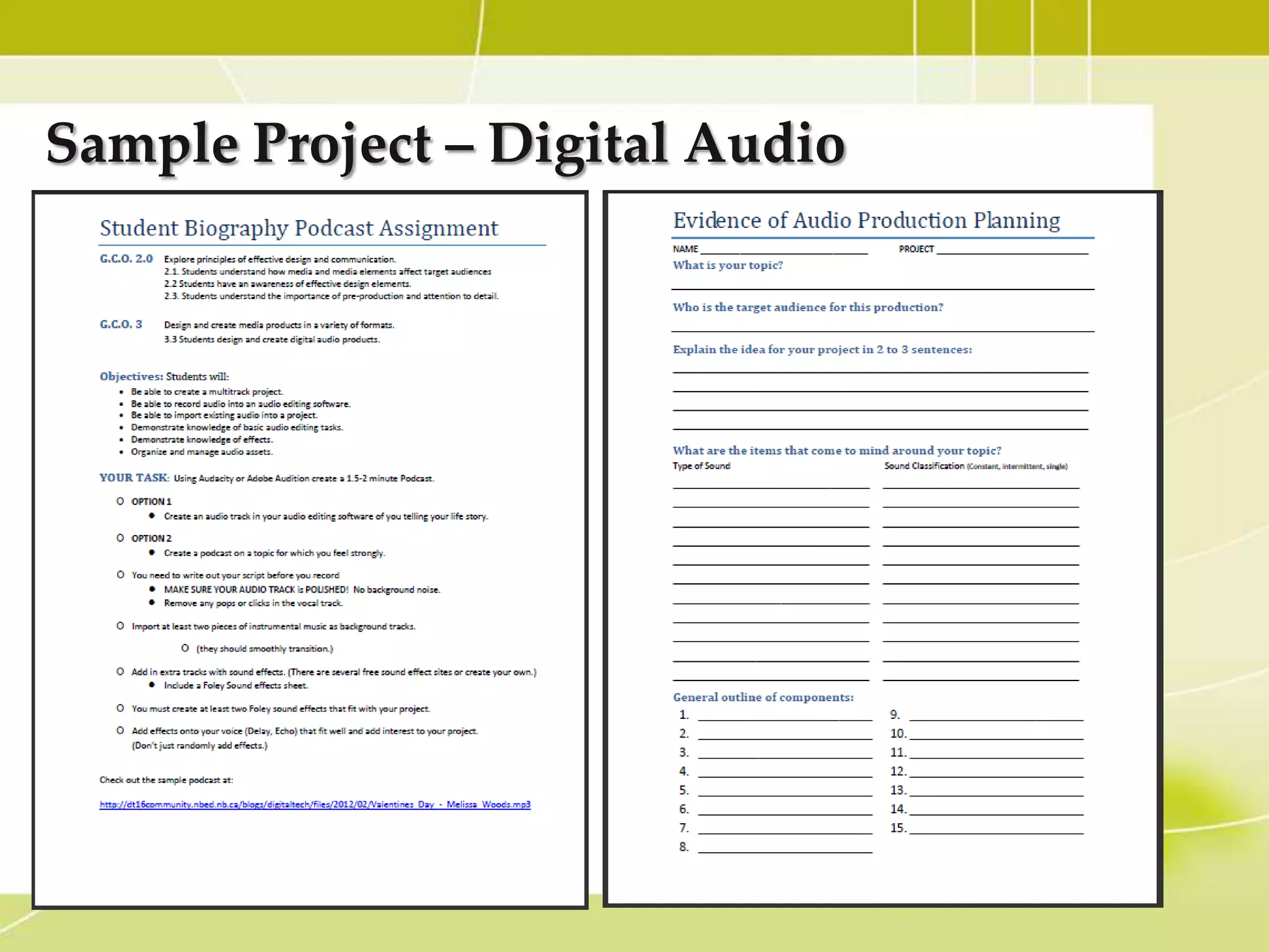 Sample Project – Digital Audio
 