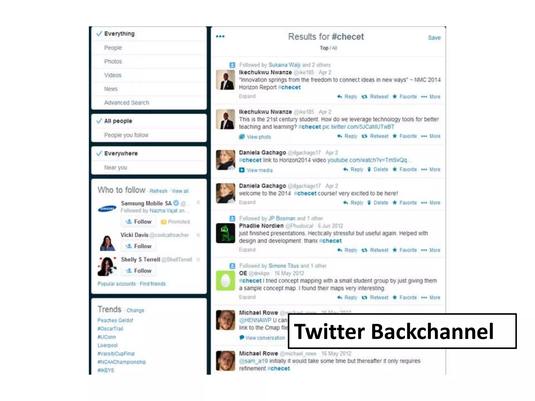 What happens when you turn your
back….
Twitter Backchannel
 