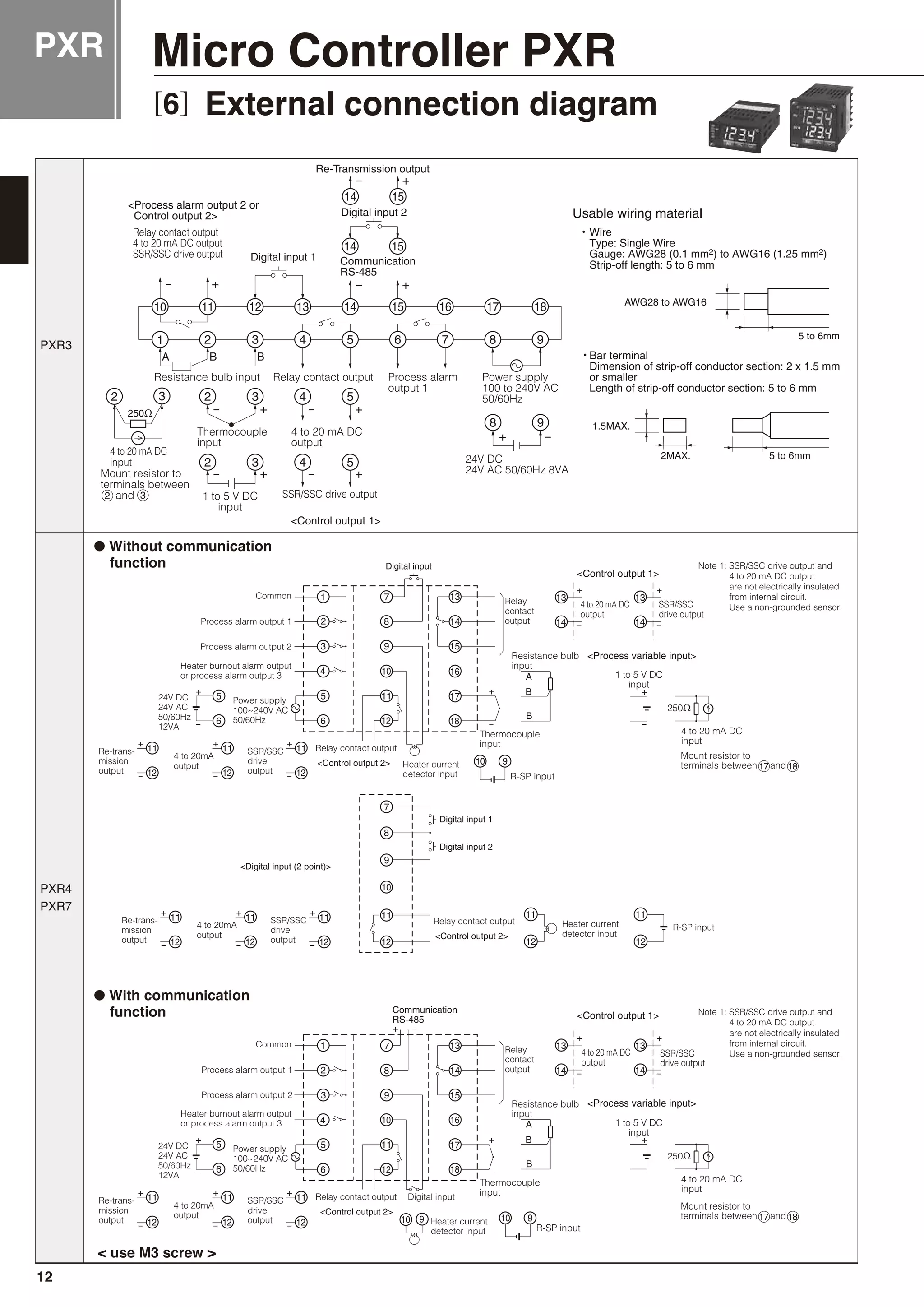 PXR Micro Controller PXR
[6] External connection diagram
PXR3
PXR4
PXR7
< use M3 screw >
12
 