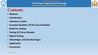 Digital testing of high voltage circuit breaker seminar ppt | PDF