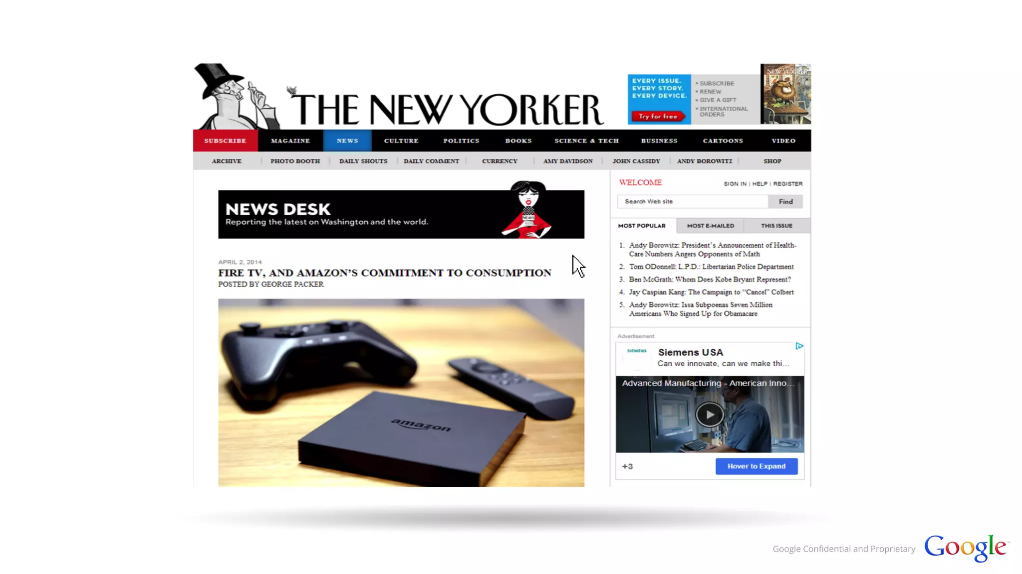 Google Confidential and Proprietary 
 