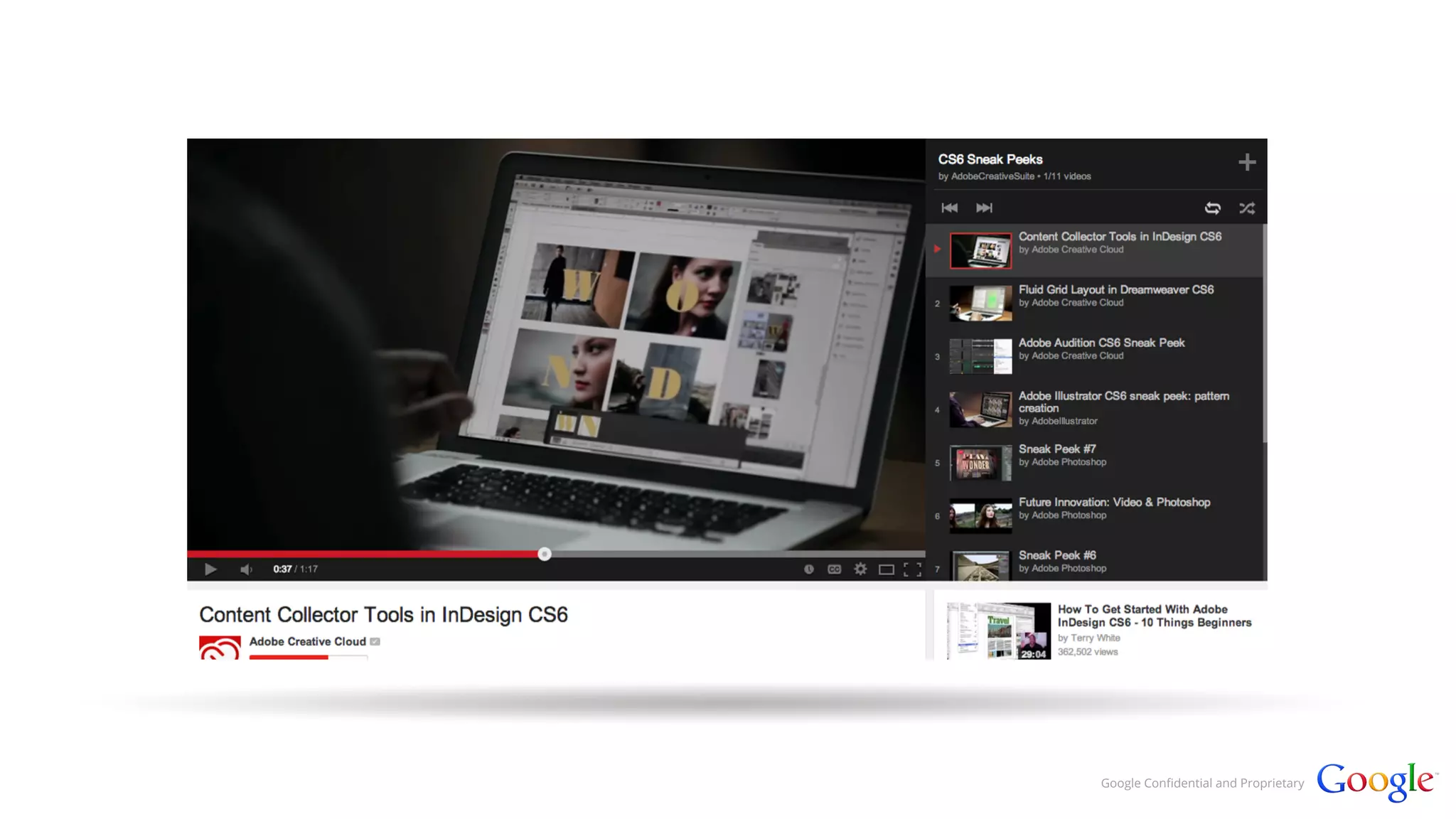 Google Confidential and Proprietary 
 