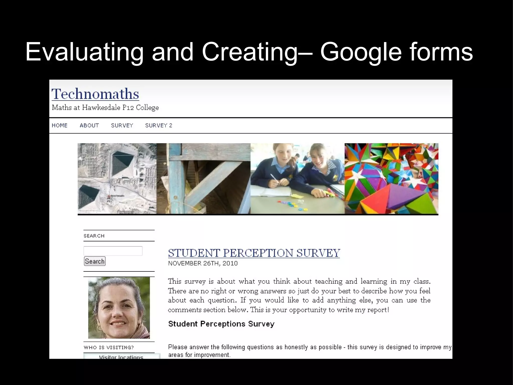 Evaluating and Creating– Google forms 