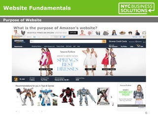 What is the purpose of Amazon’s website?
Website Fundamentals
Purpose of Website
6
6
 