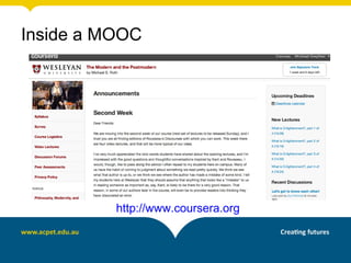 http://www.coursera.org
Inside a MOOC
 