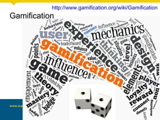 Gamification
http://www.gamification.org/wiki/Gamification
 