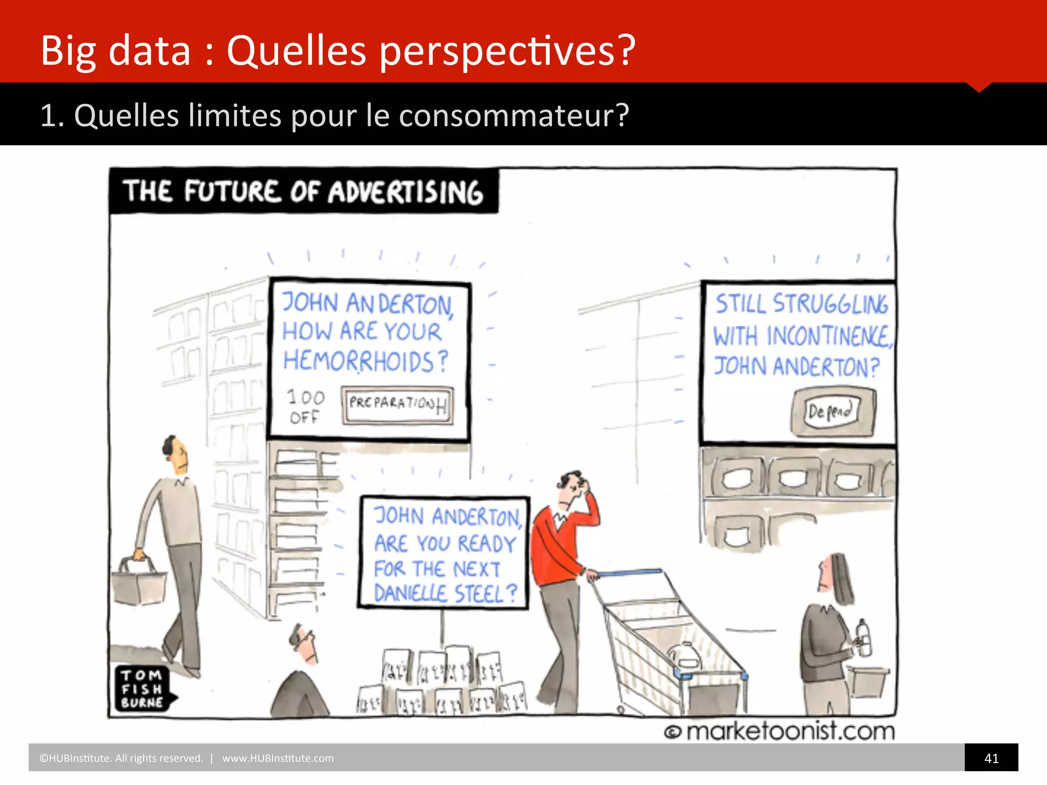 Big	
  data	
  :	
  Quelles	
  perspec)ves?	
  
1.	
  Quelles	
  limites	
  pour	
  le	
  consommateur?	
  	
  
	
  	
  
	
  	
  
©HUBIns)tute.	
  All	
  rights	
  reserved.	
  	
  |	
  	
  	
  www.HUBIns)tute.com	
   41	
  	
  
 