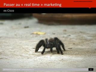 Passer	
  au	
  «	
  real	
  )me	
  »	
  marke)ng 	
  	
  
ex	
  Cisco	
  
hZp://www.youtube.com/watch?v=QUY9fr2ZqU	
  
©Emmanuel	
  Vivier.	
  All	
  rights	
  reserved.	
  	
  |	
  	
  	
  www.emmanuelvivier.com	
   65	
  	
  
 