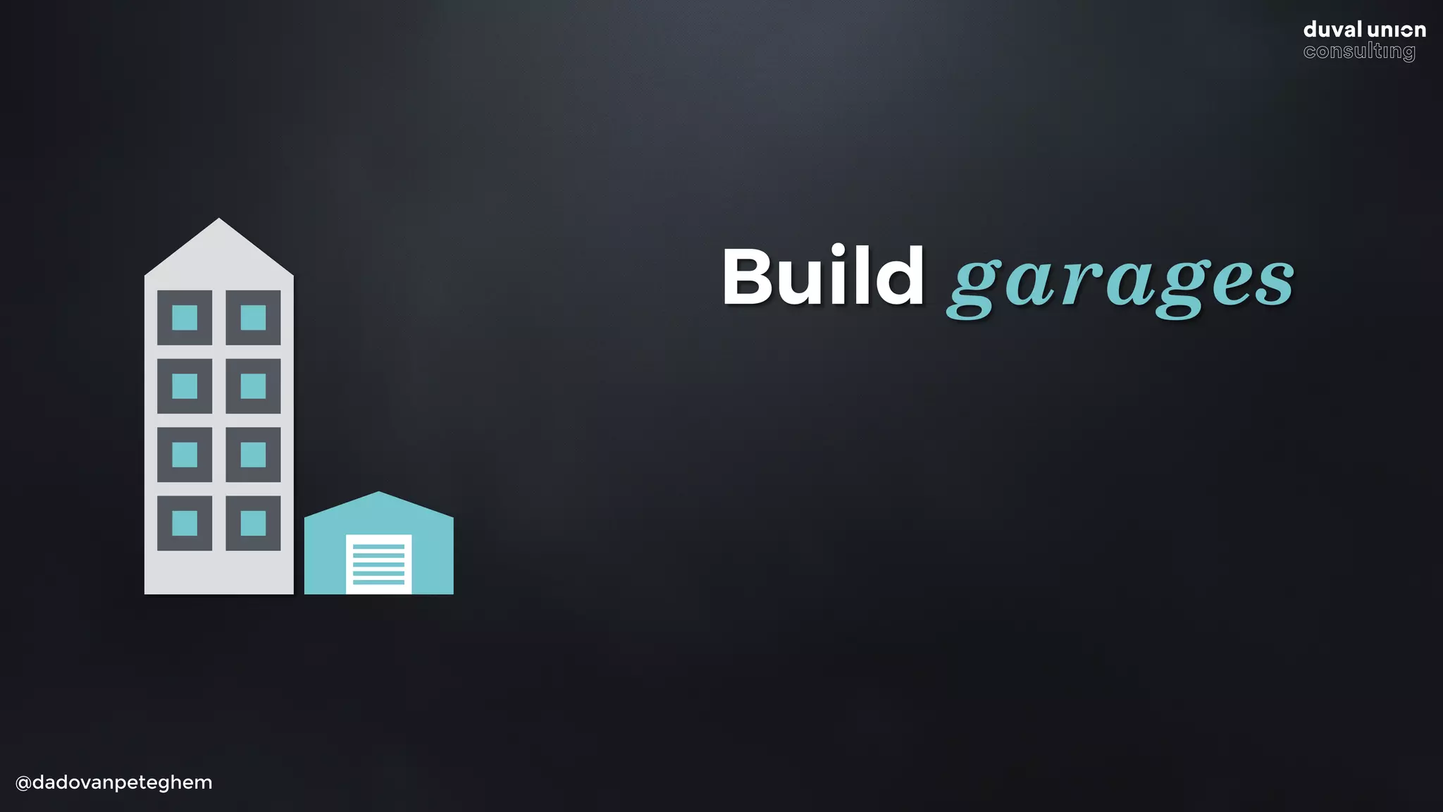 @dadovanpeteghem
Build garages
Participate in garages
Buy garages
 