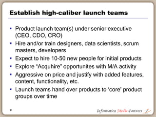 21
Establish high-caliber launch teams
 Product launch team(s) under senior executive
(CEO, CDO, CRO)
 Hire and/or train...