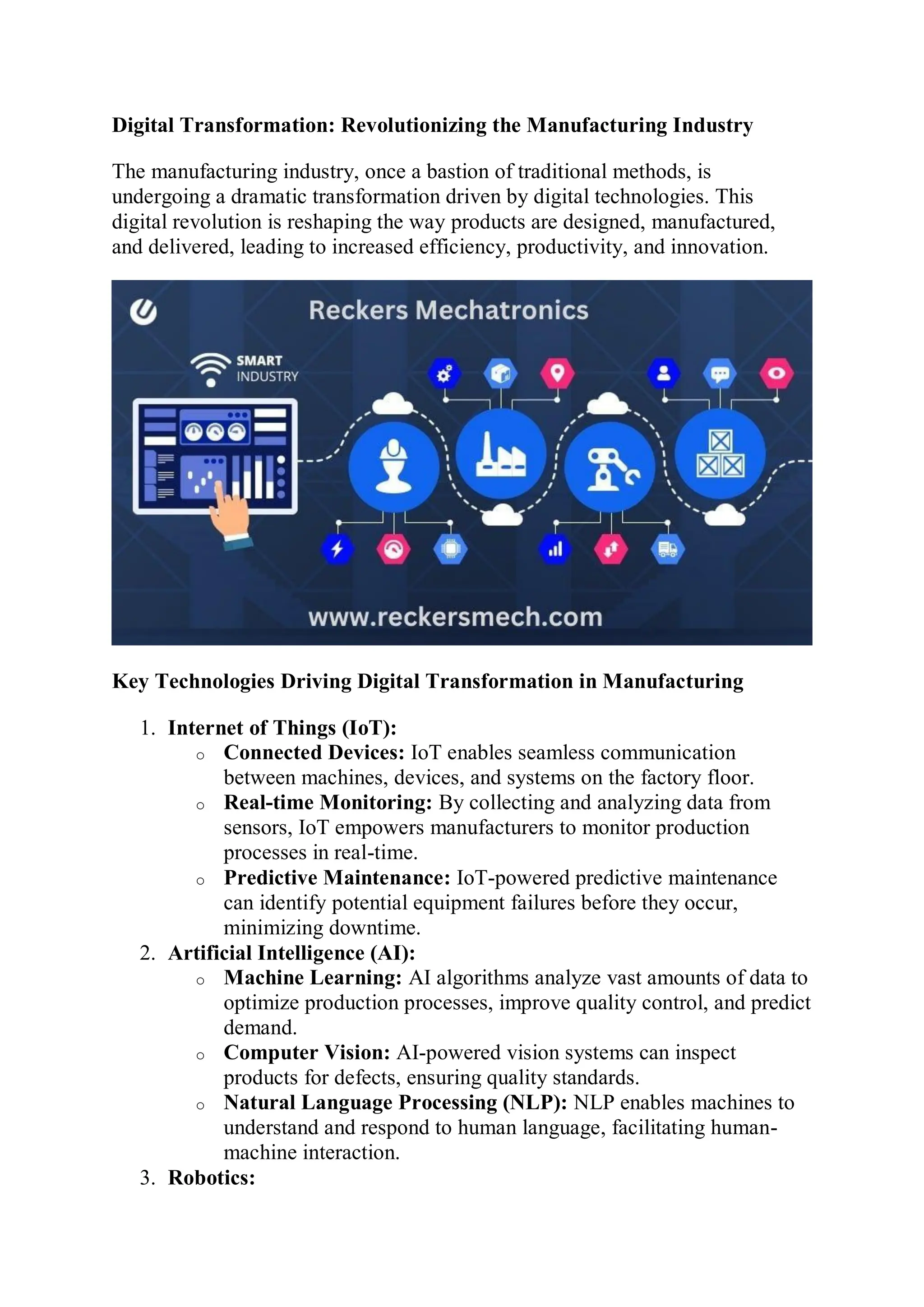 Digital Transformation Revolutionizing The Manufacturing Industry Pdf