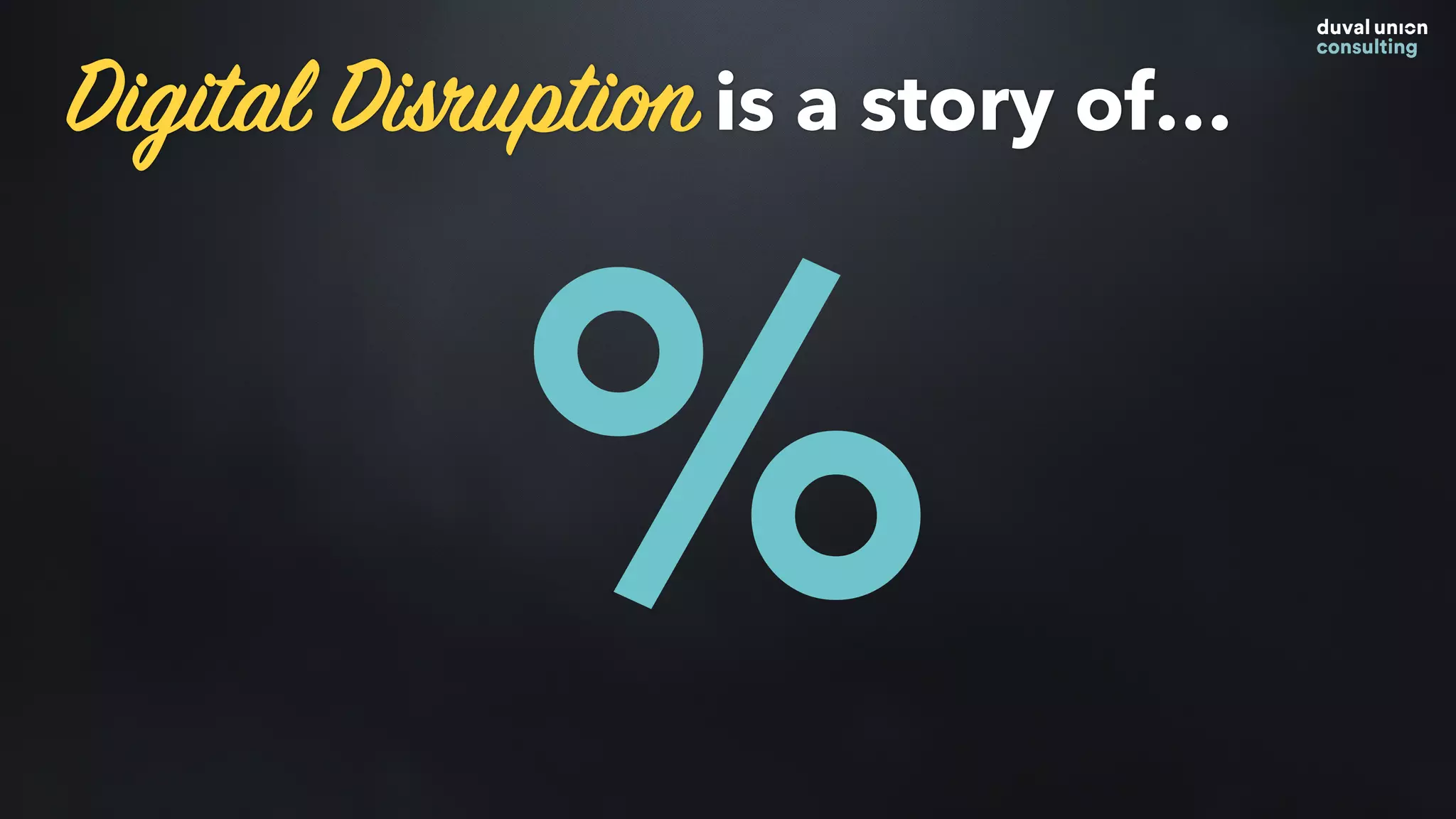 Digital Disruption is a story of…
%
 