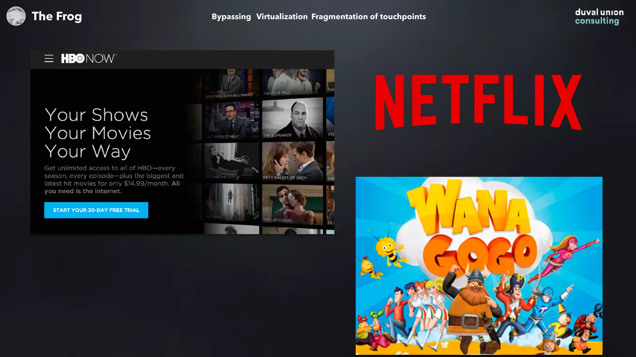 The Frog Bypassing Virtualization Fragmentation of touchpoints
 