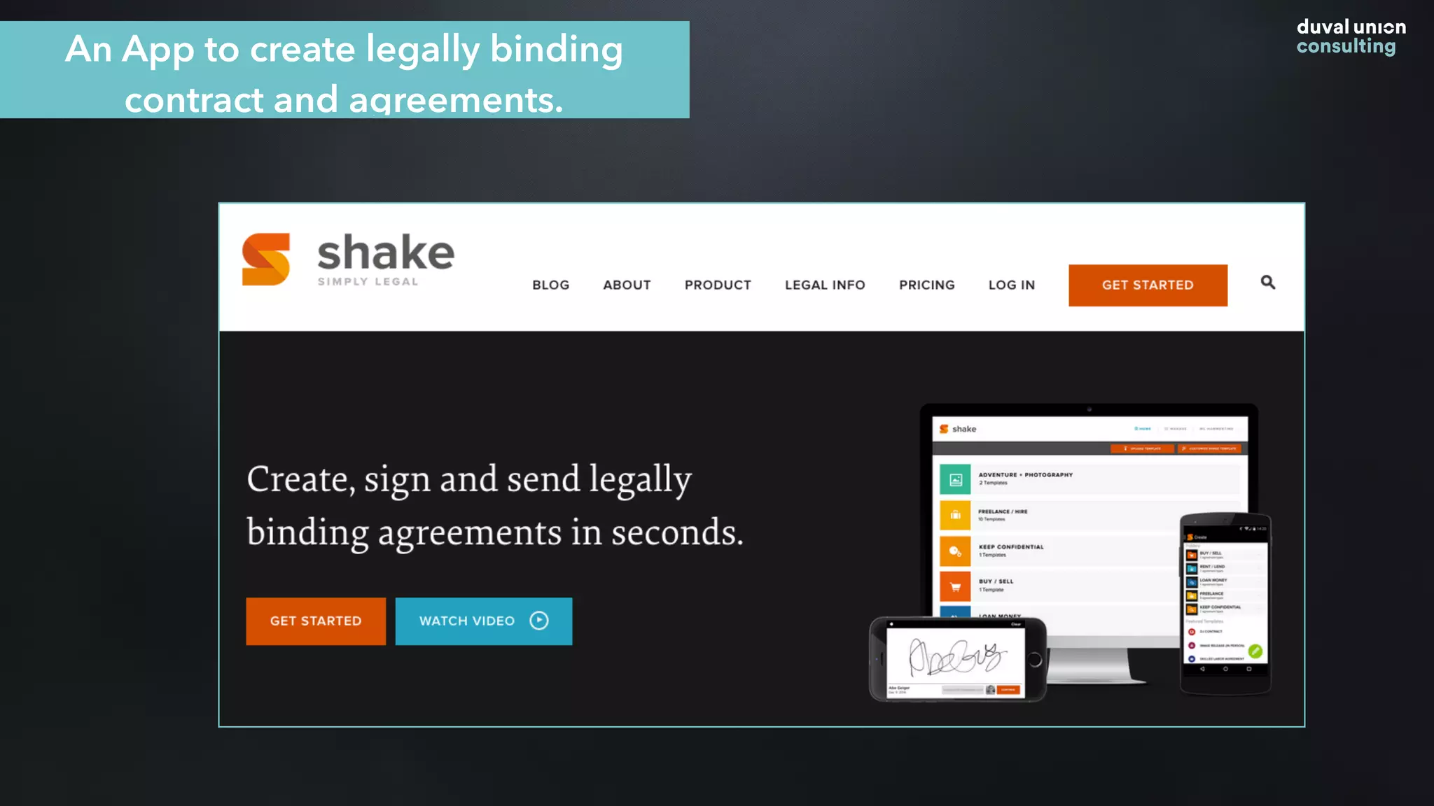 An App to create legally binding
contract and agreements.
 