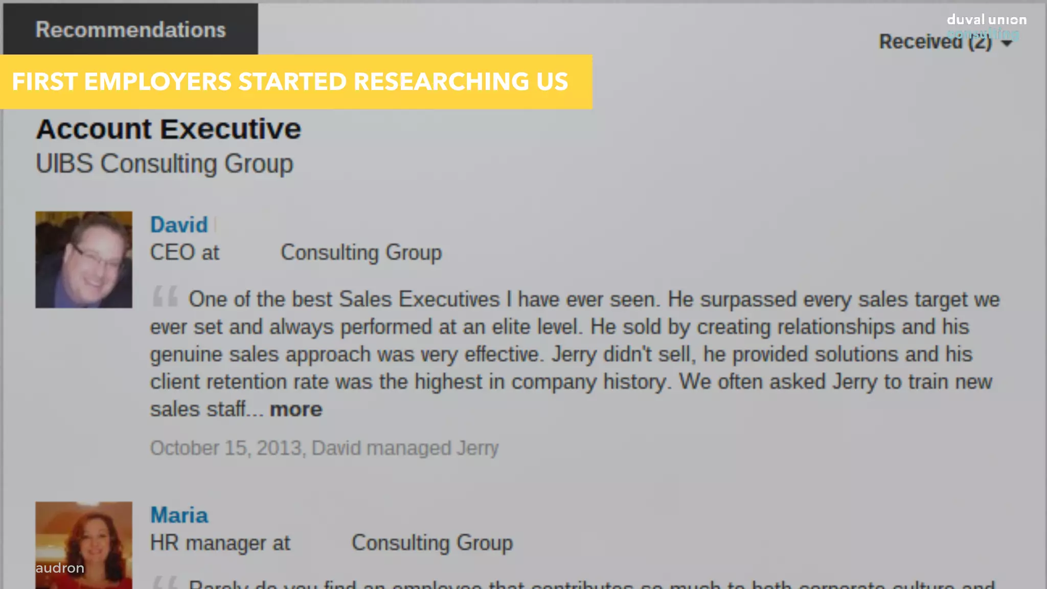 @jcaudron
FIRST EMPLOYERS STARTED RESEARCHING US
 