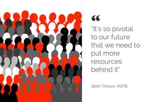 “It’s so pivotal
to our future
that we need to
put more
resources
behind it"
Beth Thoren, RSPB
“ 	

Credit: Pixabay
 