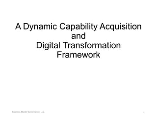 A Dynamic Capability Acquisition
and
Digital Transformation
Framework
1
Business Model Governance, LLC.
 