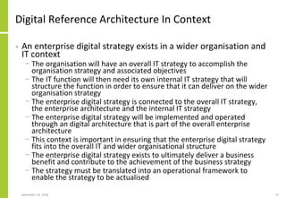 Digital Reference Architecture In Context
• An enterprise digital strategy exists in a wider organisation and
IT context
−...