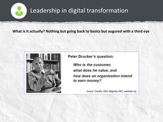 Leadership in digital transformation
What is it actually? Nothing but going back to basics but augured with a third eye
 
