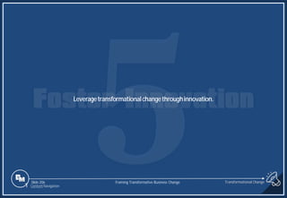Slide 206
Leveragetransformationalchangethroughinnovation.
Transformational Change
1 Content Navigation
Framing Transformative Business Change
 