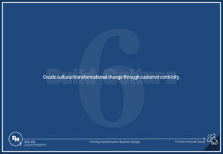 Slide 208
Createculturaltransformationalchangethroughcustomercentricity.
Transformational Change
1 Content Navigation
Framing Transformative Business Change
 