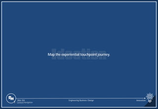Slide 304
Map the experiential touchpoint journey.
Engineering Business Change Innovation
1 Content Navigation
 