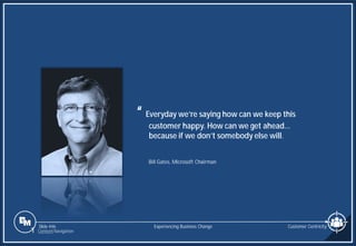 Slide 446
“ Everyday we’re saying how can we keep this
customer happy. How can we get ahead…
because if we don’t somebody else will.
Bill Gates, Microsoft Chairman
Customer Centricity
Experiencing Business Change
1 Content Navigation
 