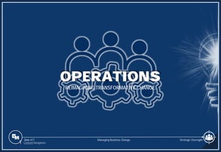 Slide 477
OPERATIONS
REIMAGINING TRANSFORMATIVE CHANGE.
Managing Business Change
1 Content Navigation
Strategic Oversight
 