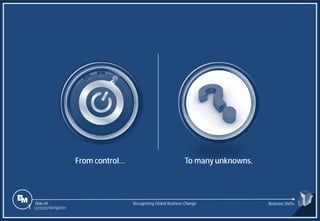 Slide 69
From control… To many unknowns.
Recognizing Global Business Change Business Shifts
1 Content Navigation
 