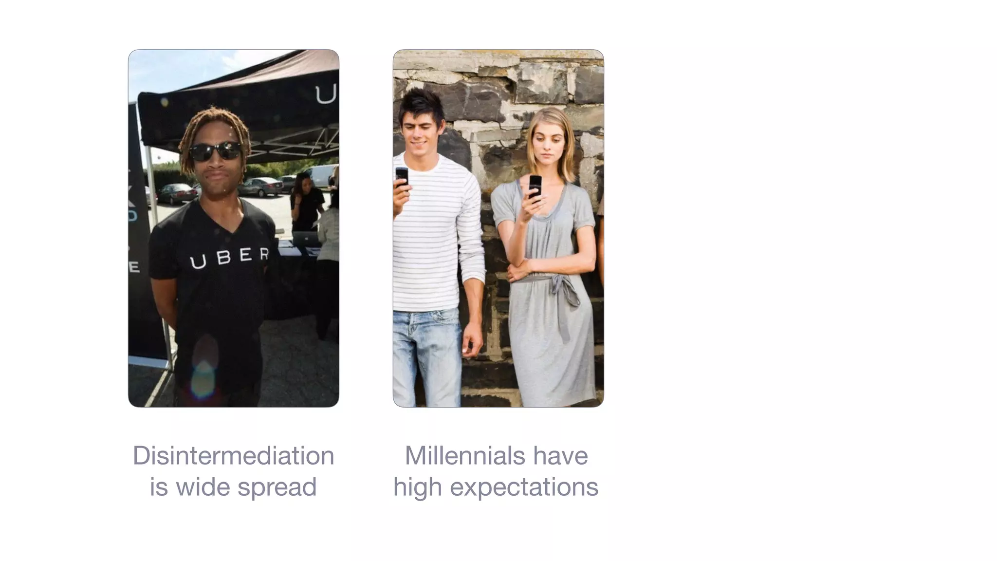 Disintermediation
is wide spread
Millennials have
high expectations
 