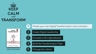 Create your own Digital Transformation vision and plan1
Create Digital Leadership2
Innovate in the right place(s)3
Build t...