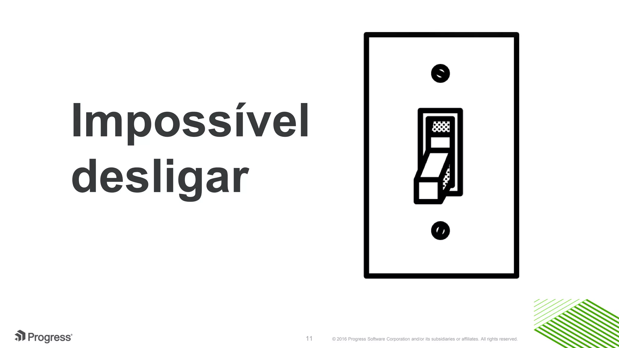 © 2016 Progress Software Corporation and/or its subsidiaries or affiliates. All rights reserved.11
Impossível
desligar
 