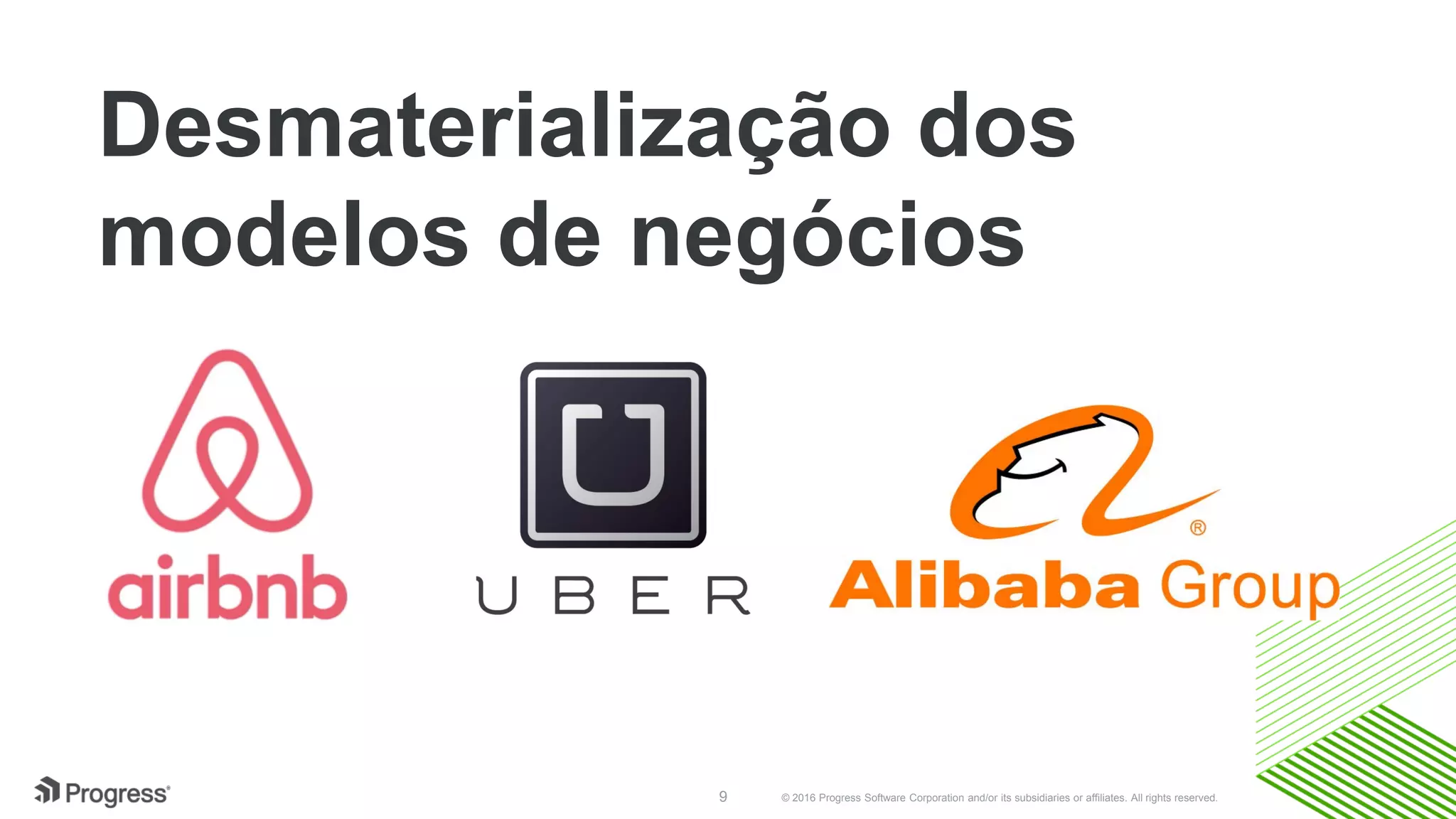 © 2016 Progress Software Corporation and/or its subsidiaries or affiliates. All rights reserved.9
Desmaterialização dos
modelos de negócios
 