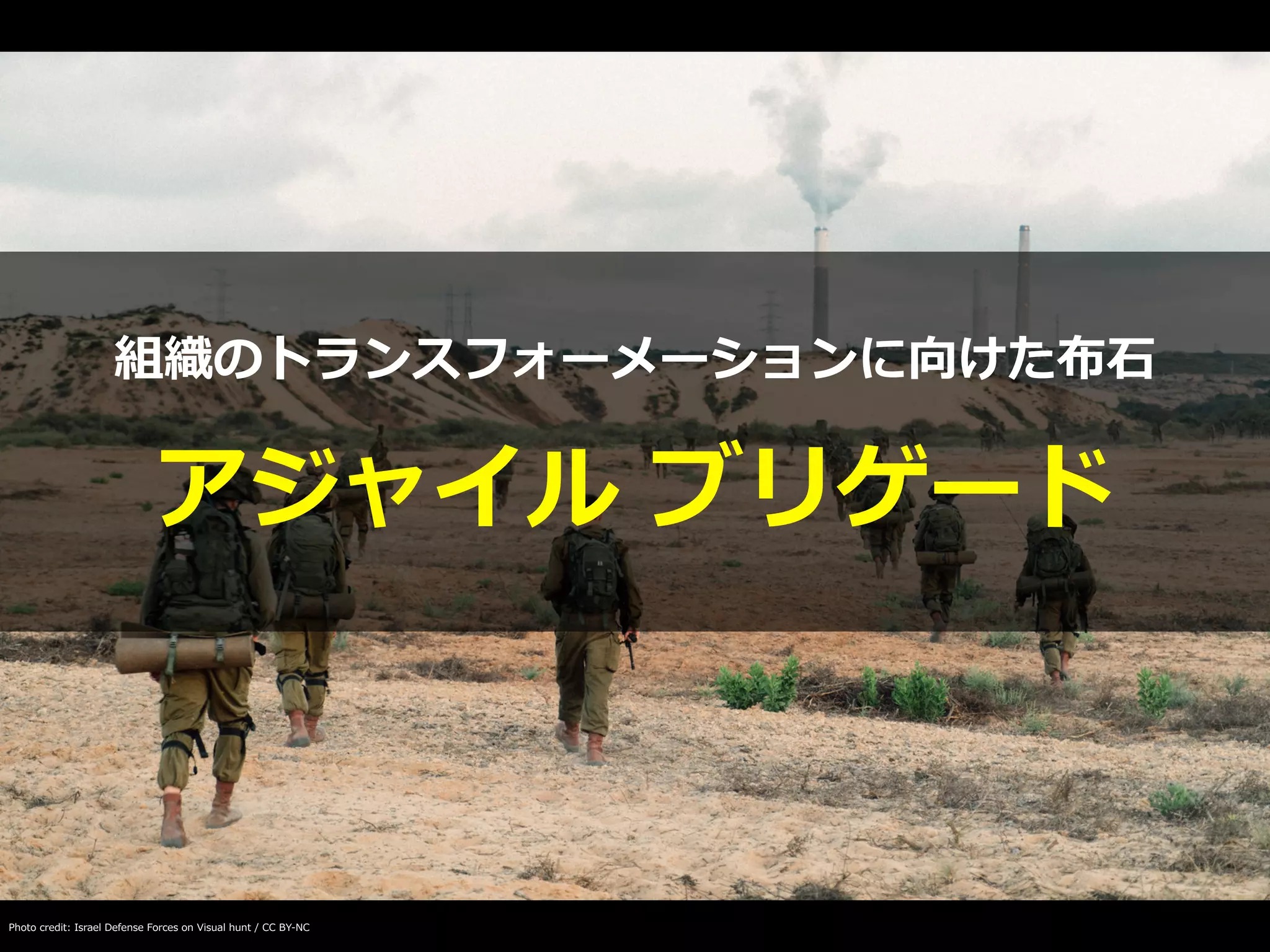 Photo credit: Israel Defense Forces on Visual hunt / CC BY-NC
アジャイル ブリゲード
組織のトランスフォーメーションに向けた布⽯
 