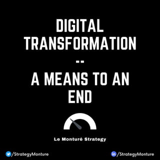 DIGITAL
TRANSFORMATION
--
A MEANS TO AN
END
Le Monturé Strategy
/StrategyMonture /StrategyMonture
 