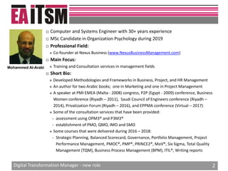 Digital transformation manager new role