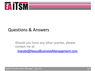 Digital transformation manager new role