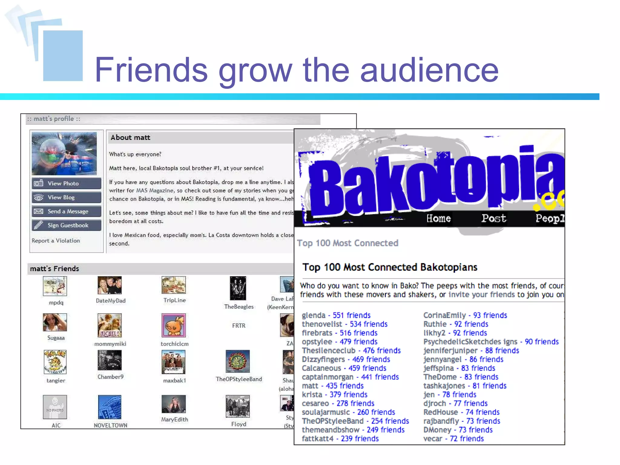 Friends grow the audience 