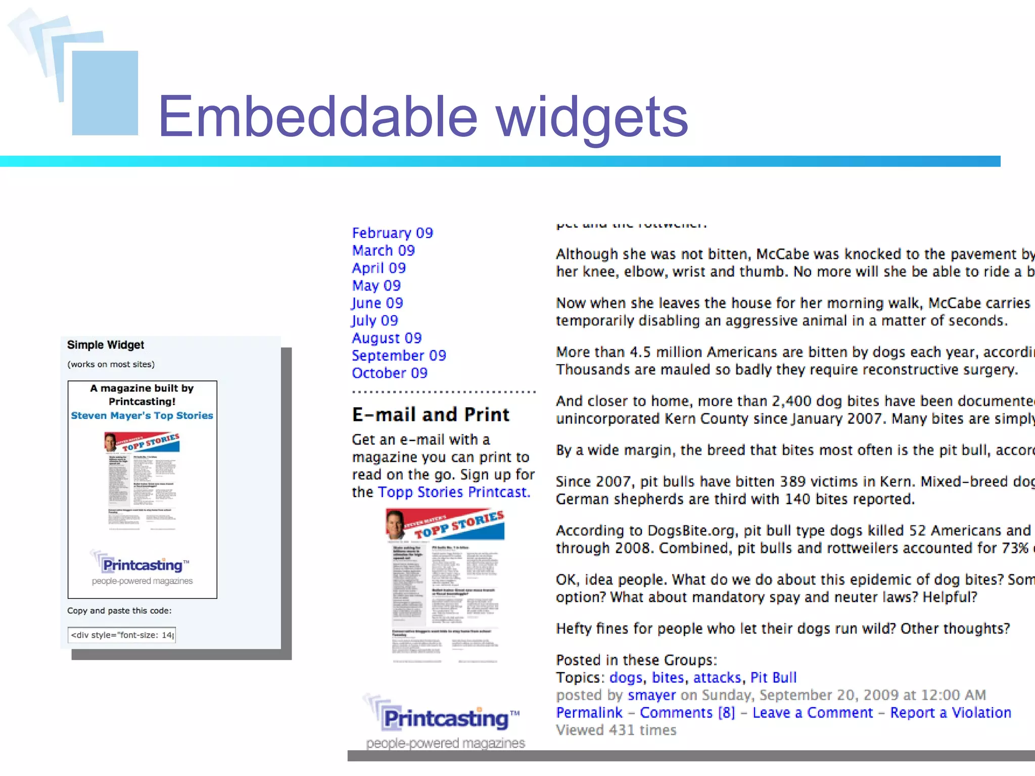 Embeddable widgets 