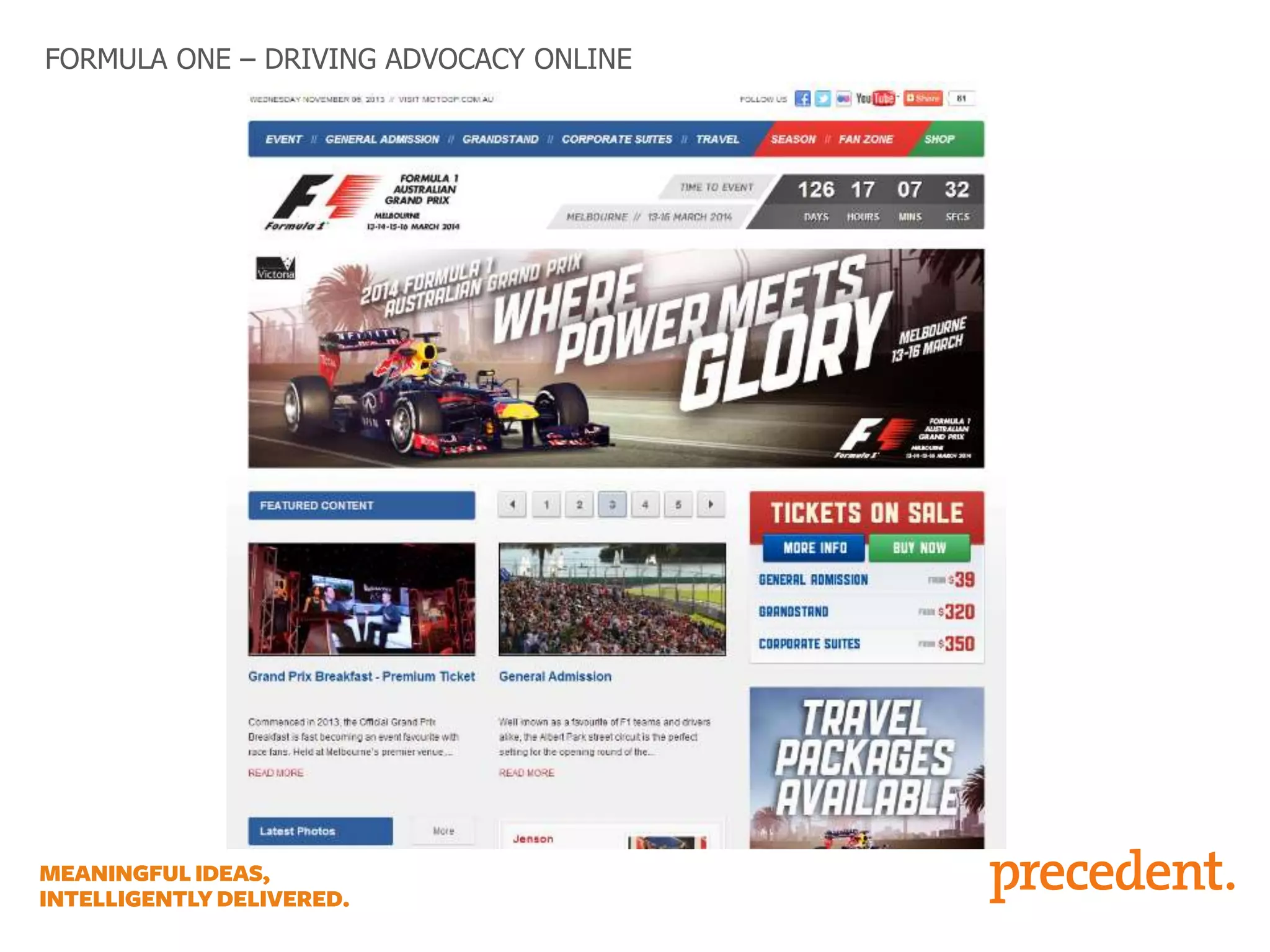 FORMULA ONE – DRIVING ADVOCACY ONLINE

 